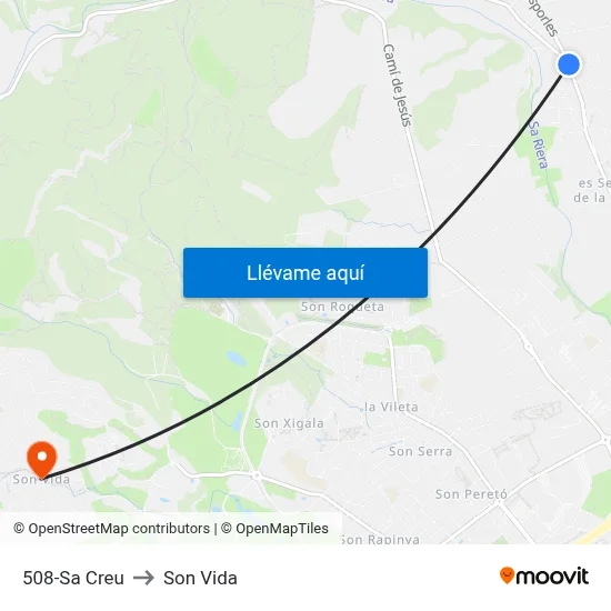 508-Sa Creu to Son Vida map