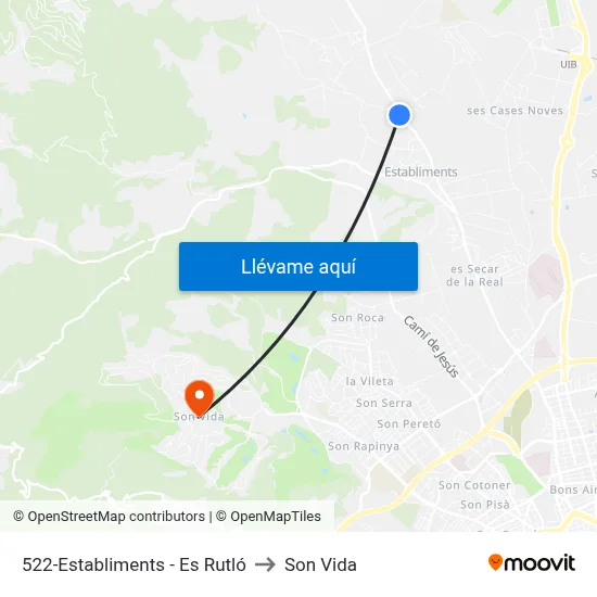 522-Establiments - Es Rutló to Son Vida map
