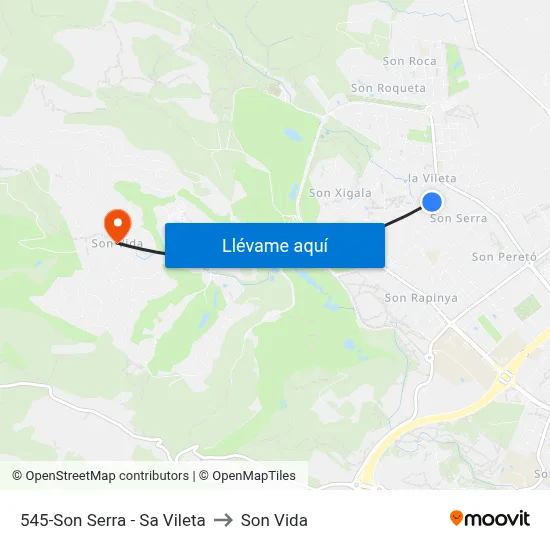 545-Son Serra - Sa Vileta to Son Vida map