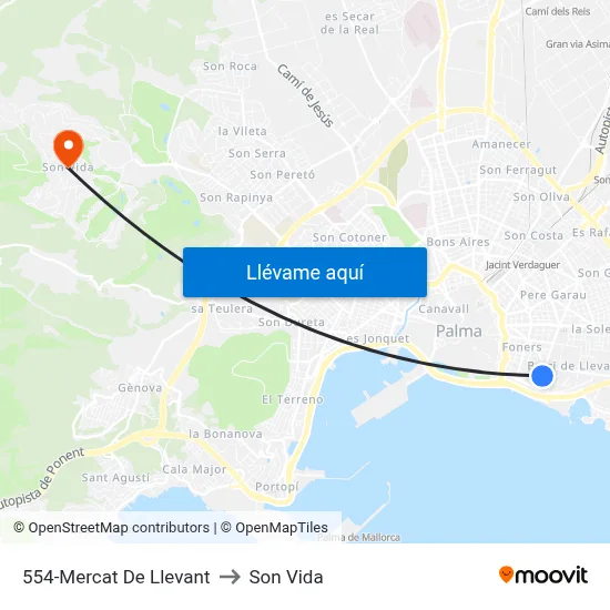 554-Mercat De Llevant to Son Vida map