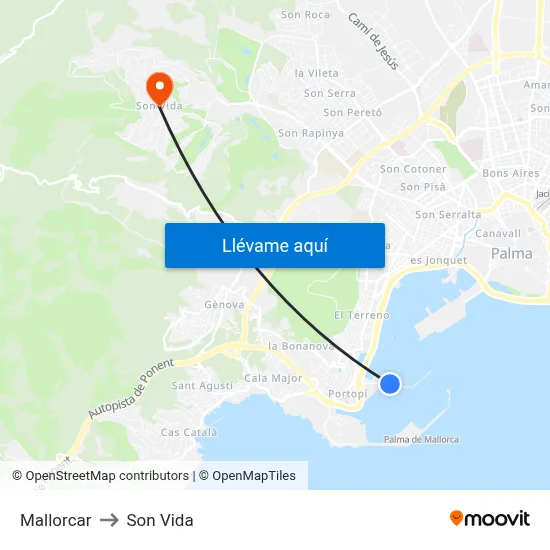 Mallorcar to Son Vida map