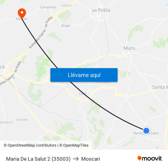 Maria De La Salut 2 (35003) to Moscari map