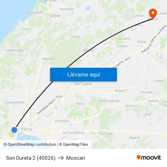 Son Dureta 2 (40026) to Moscari map