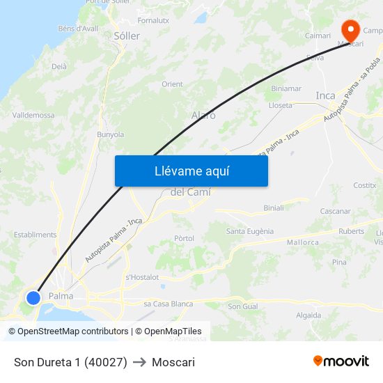 Son Dureta 1 (40027) to Moscari map