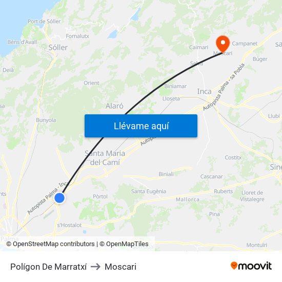 Polígon De Marratxí to Moscari map