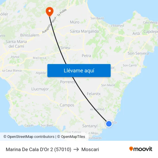 Marina De Cala D'Or 2 (57010) to Moscari map