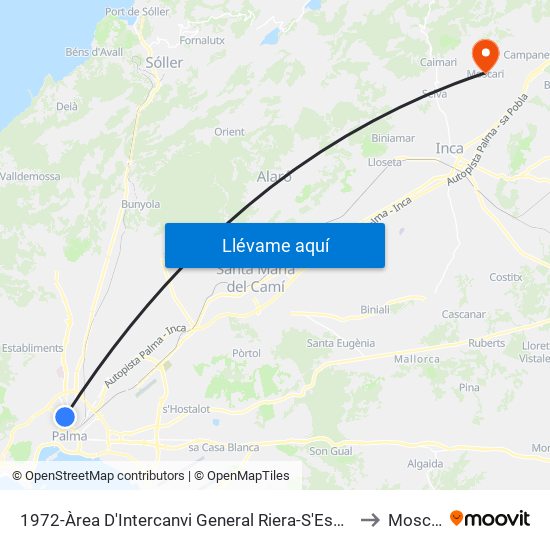 1972-Àrea D'Intercanvi General Riera-S'Escorxador to Moscari map