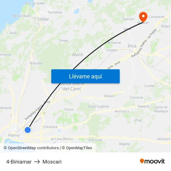 4-Biniamar to Moscari map