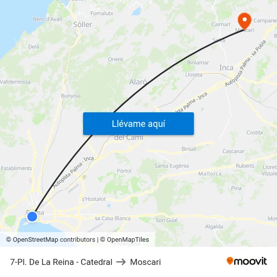 7-Pl. De La Reina - Catedral to Moscari map