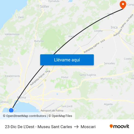 23-Dic De L'Oest - Museu Sant Carles to Moscari map