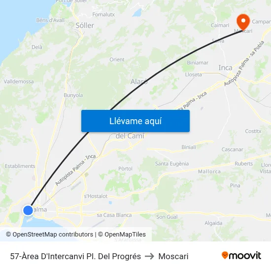 57-Àrea D'Intercanvi Pl. Del Progrés to Moscari map
