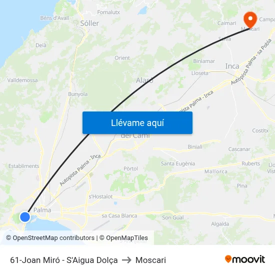 61-Joan Miró - S'Aigua Dolça to Moscari map