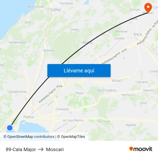 89-Cala Major to Moscari map
