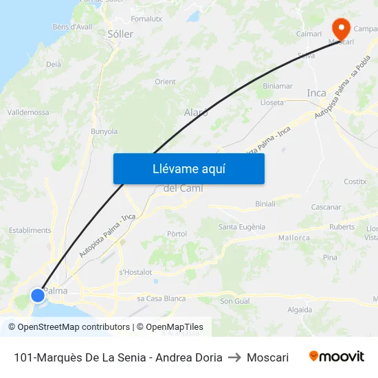101-Marquès De La Senia - Andrea Doria to Moscari map