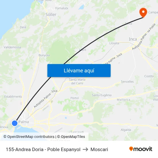 155-Andrea Doria - Poble Espanyol to Moscari map