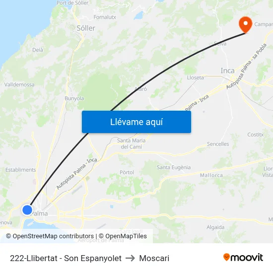 222-Llibertat - Son Espanyolet to Moscari map