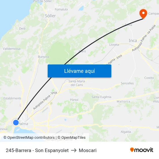 245-Barrera - Son Espanyolet to Moscari map