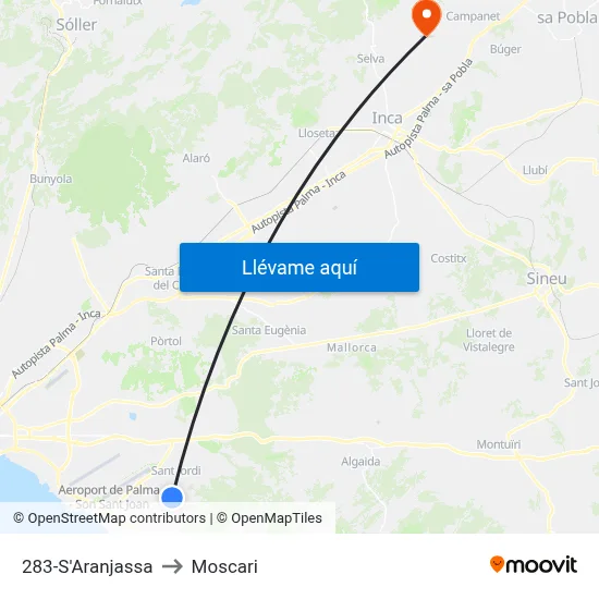 283-S'Aranjassa to Moscari map