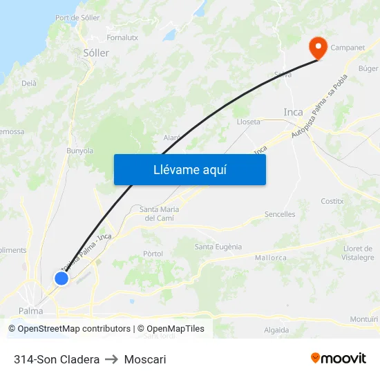 314-Son Cladera to Moscari map