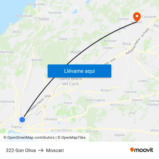 322-Son Oliva to Moscari map