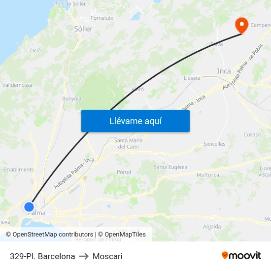 329-Pl. Barcelona to Moscari map