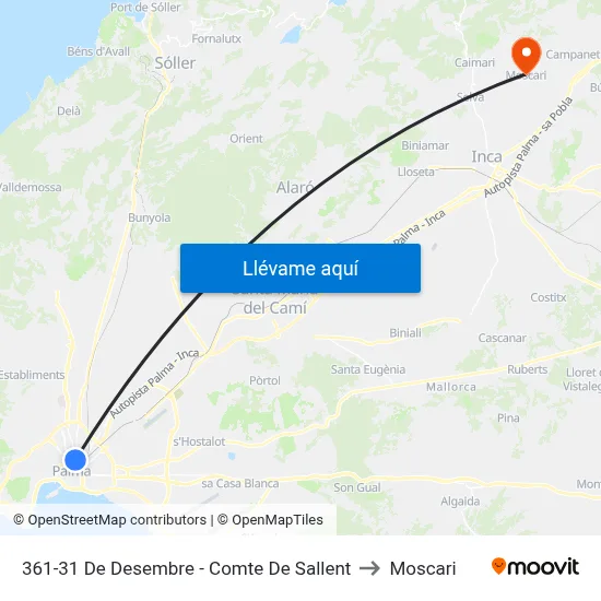 361-31 De Desembre - Comte De Sallent to Moscari map