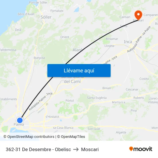 362-31 De Desembre - Obelisc to Moscari map