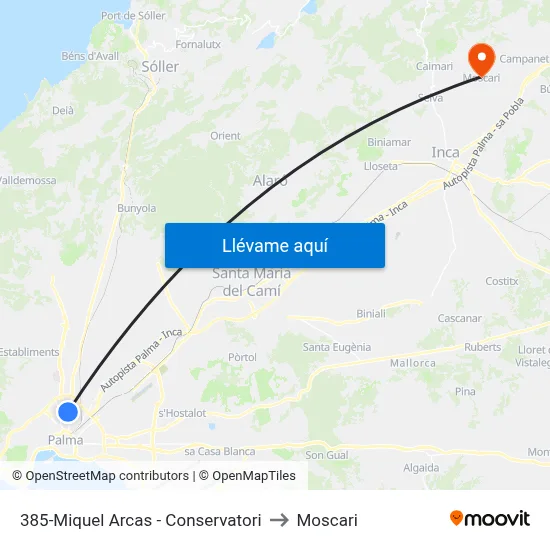 385-Miquel Arcas - Conservatori to Moscari map