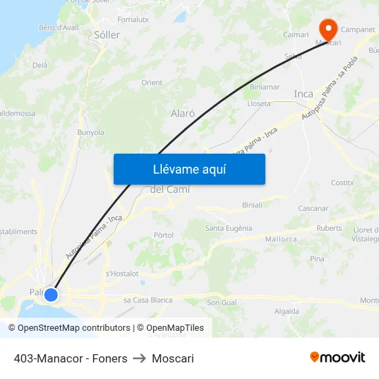 403-Manacor - Foners to Moscari map