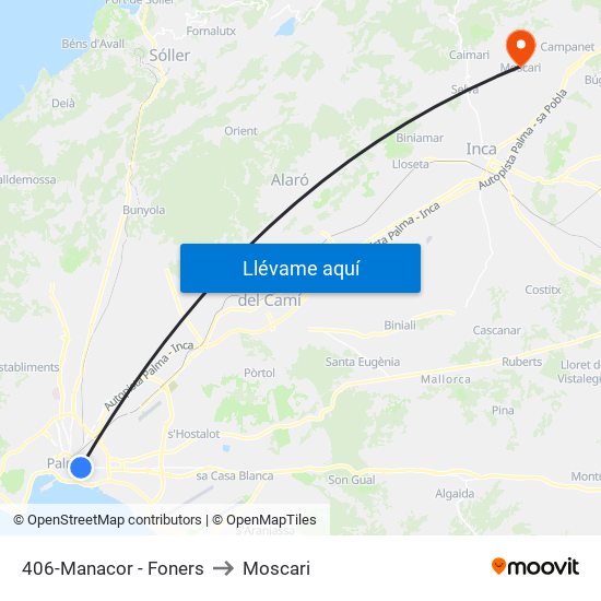 406-Manacor - Foners to Moscari map