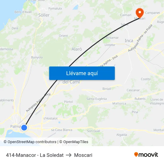 414-Manacor - La Soledat to Moscari map