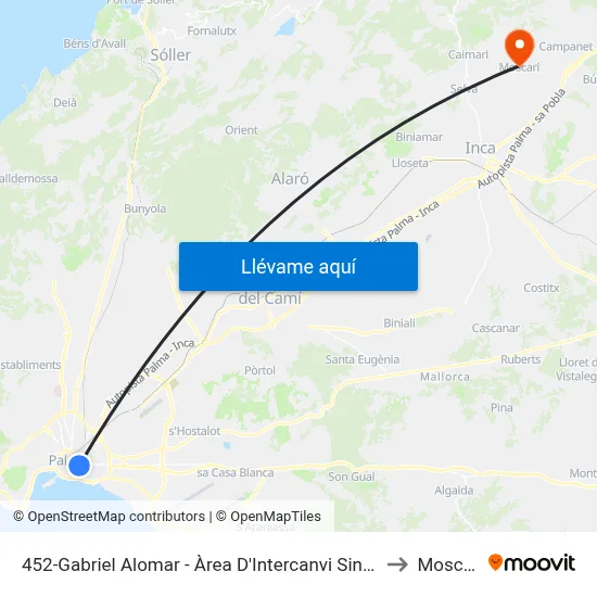 452-Gabriel Alomar - Àrea D'Intercanvi Sindicat to Moscari map