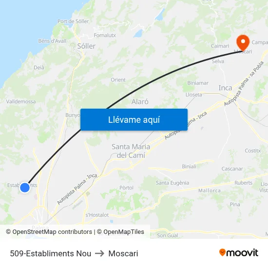 509-Establiments Nou to Moscari map