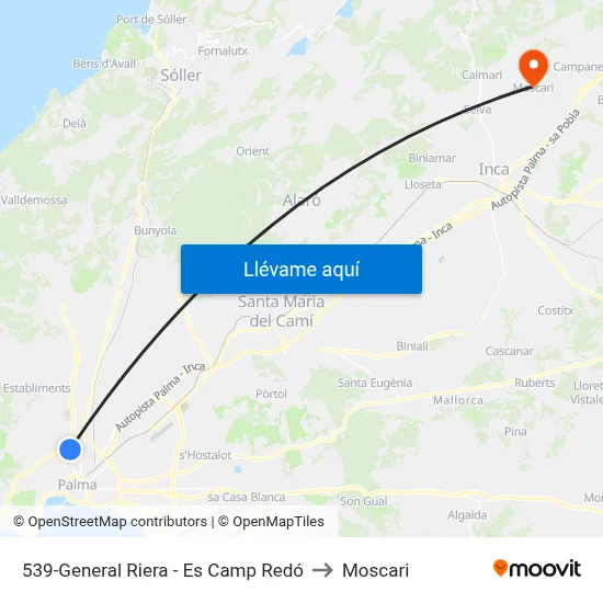 539-General Riera - Es Camp Redó to Moscari map