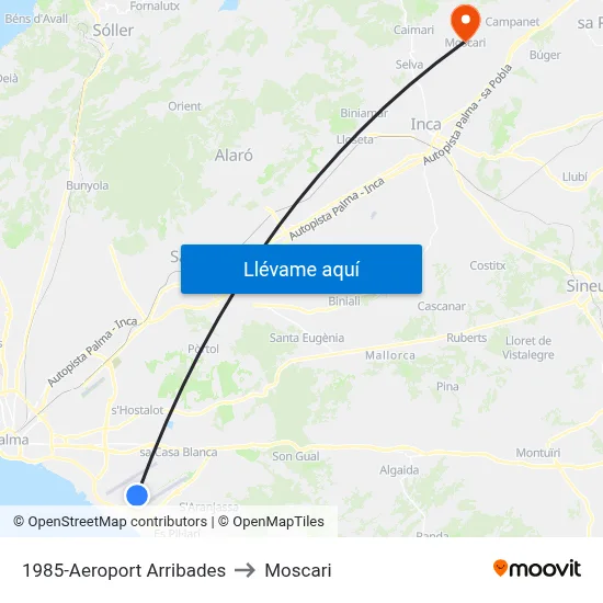 1985-Aeroport Arribades to Moscari map
