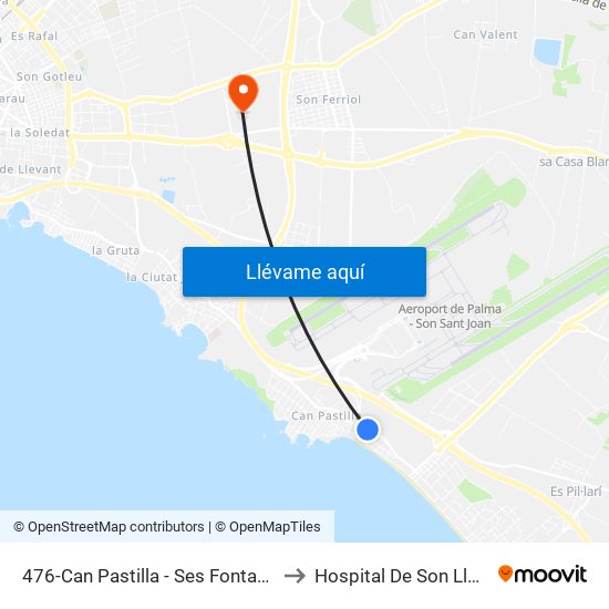 476-Can Pastilla - Ses Fontanelles to Hospital De Son Llàtzer map