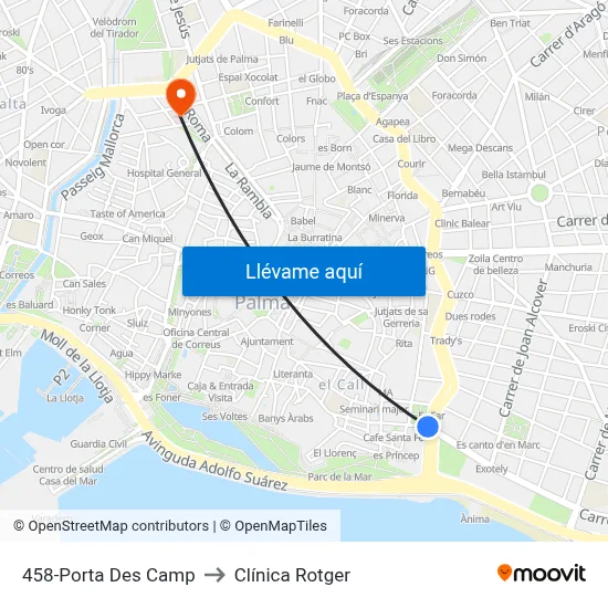 458-Porta Des Camp to Clínica Rotger map