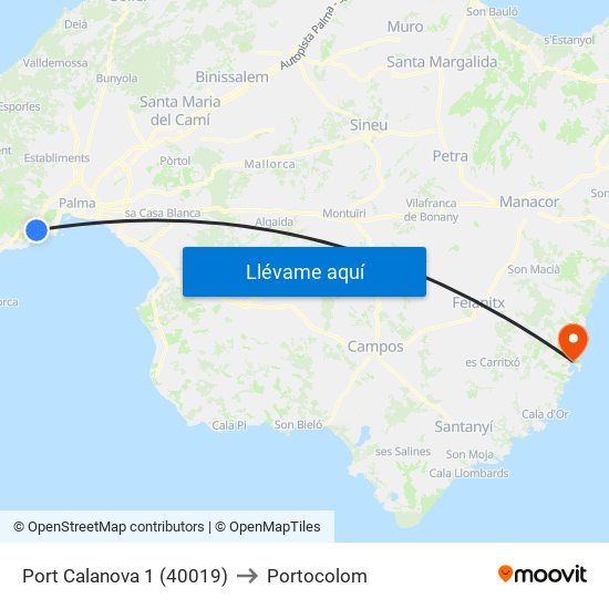 Port Calanova 1 (40019) to Portocolom map