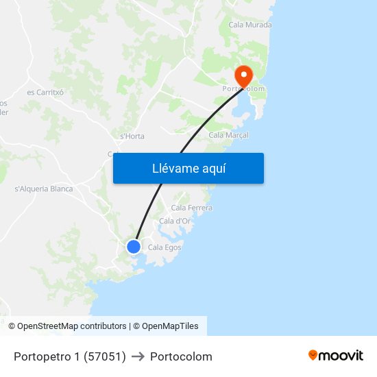 Portopetro 1 (57051) to Portocolom map
