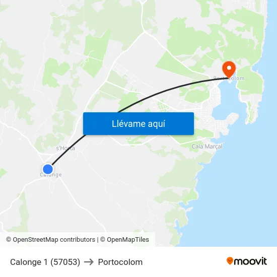 Calonge 1 (57053) to Portocolom map