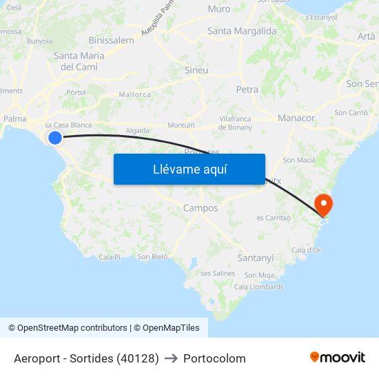Aeroport - Sortides (40128) to Portocolom map