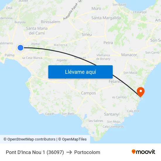 Pont D'Inca Nou 1 (36097) to Portocolom map