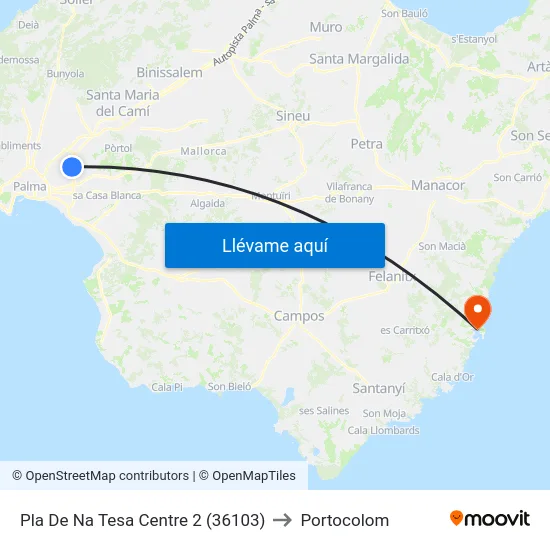Pla De Na Tesa Centre 2 (36103) to Portocolom map