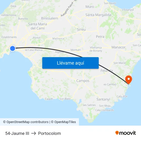 54-Jaume III to Portocolom map