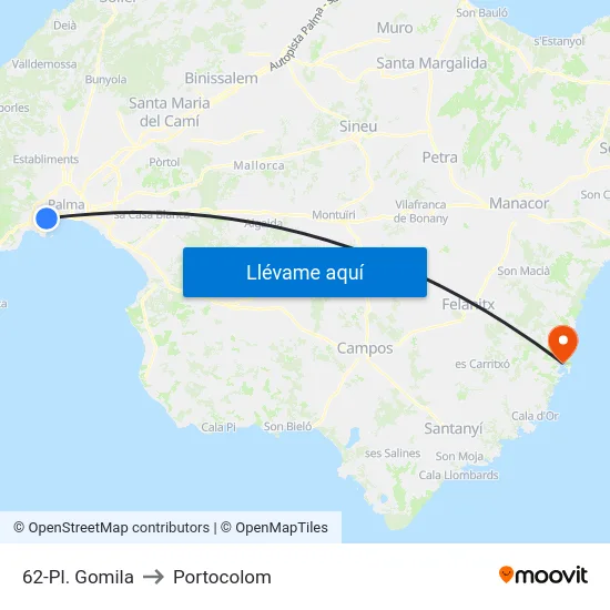 62-Pl. Gomila to Portocolom map