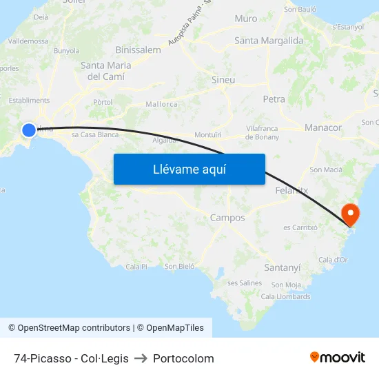 74-Picasso - Col·Legis to Portocolom map