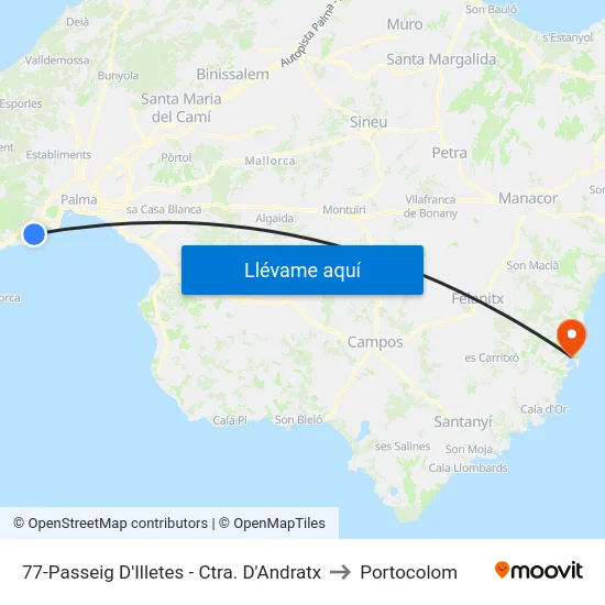 77-Passeig D'Illetes - Ctra. D'Andratx to Portocolom map