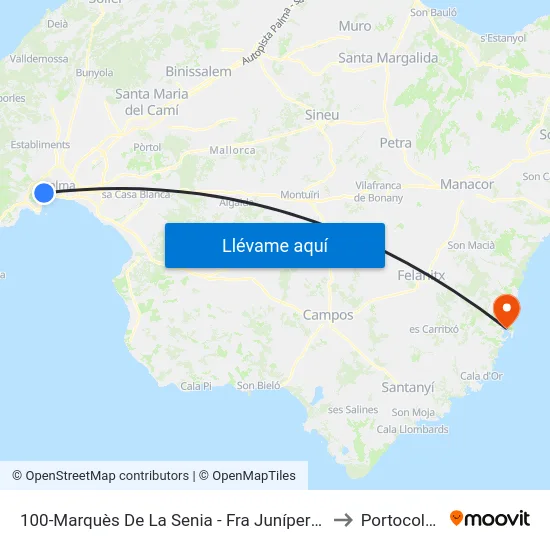 100-Marquès De La Senia - Fra Juníper Serra to Portocolom map