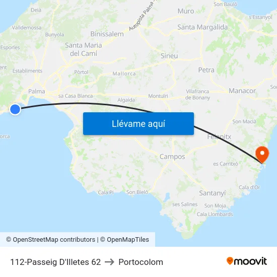 112-Passeig D'Illetes  62 to Portocolom map