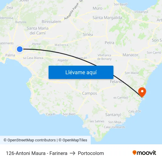 126-Antoni Maura - Farinera to Portocolom map